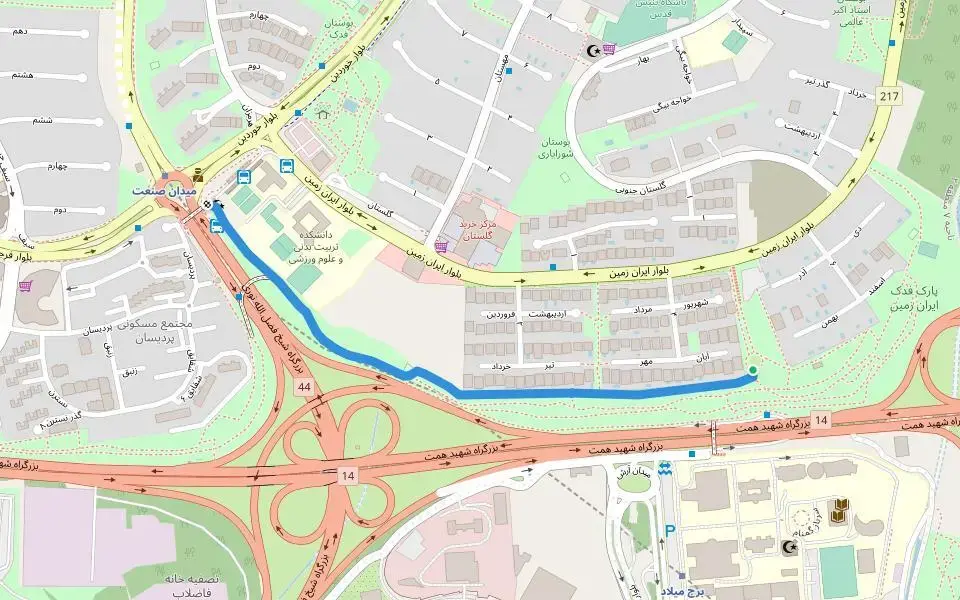 پیاده‌راه فدک in Tehran Province | Walking Map